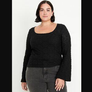 Old Nay Textured Lace Scoop-Neck Top | Size: 3X | Color: Black